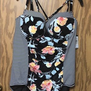 BNWT Torrid Floral/Stripe Strappy Swimsuit